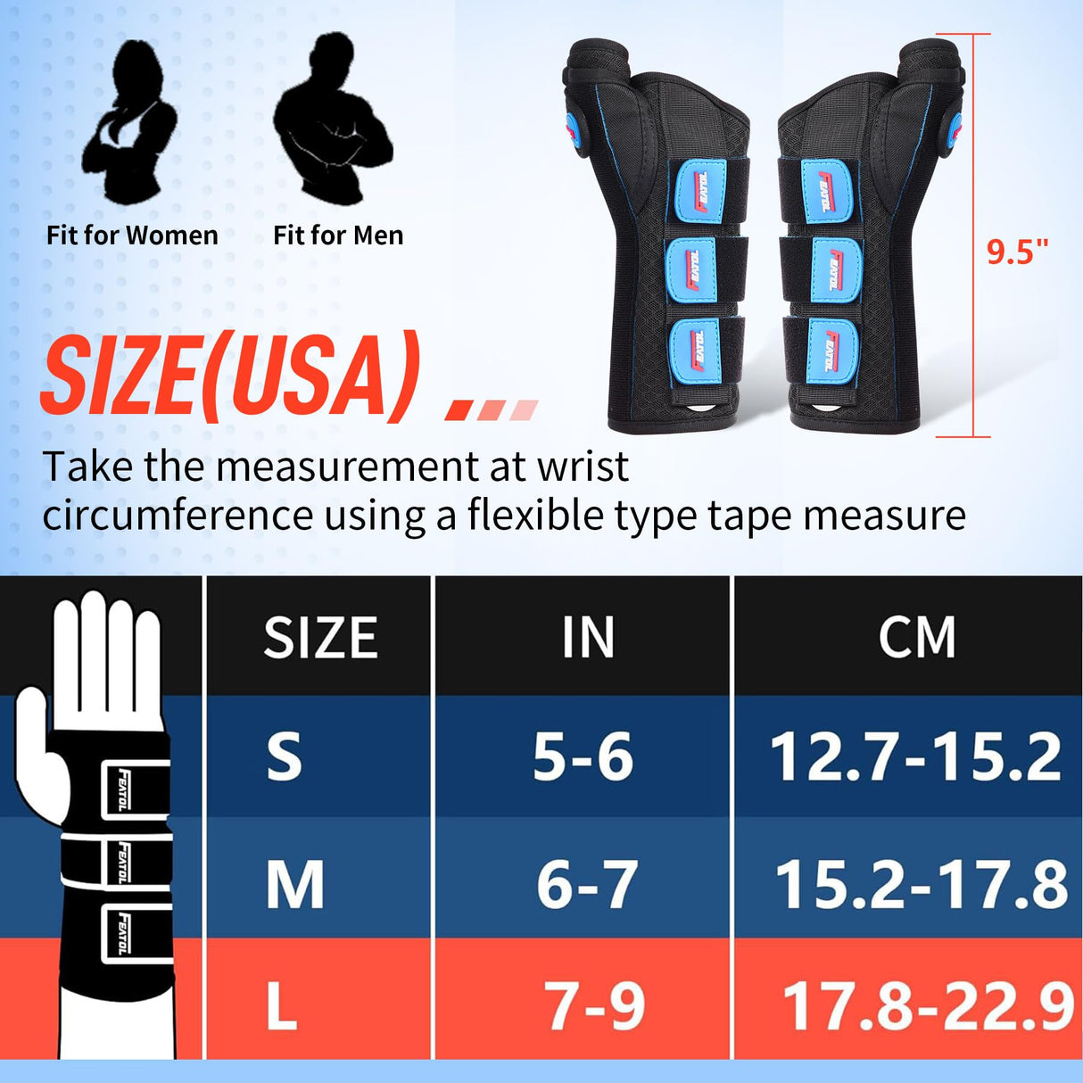 FEATOL 2 Pack Wrist Brace with Thumb Spica Splint for De Quervain's Tenosynovitis, Carpal Tunnel, Tendonitis, Arthritis-Thumb Brace for Pain Relief-Left Right Hand-Large/Extra Large