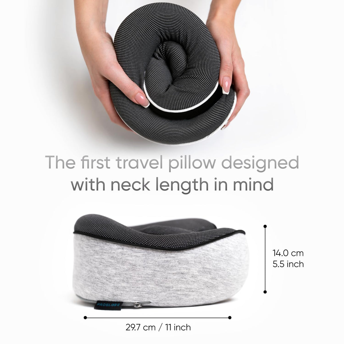 Proglobe Travel Neck Pillow for Airplanes, Long Haul Flight Kit, Grey