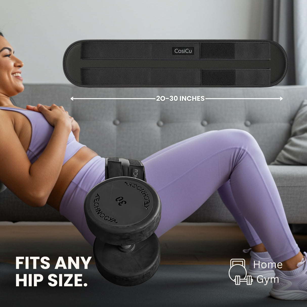 Hip Thrust Belt for Glute Workouts – Heavy Duty Booty Builder for Dumbbells, Kettlebells & Plates – Double Strap Support, Adjustable Fit for Women & Men – Double Hook & Loop, Home or Gym Use.