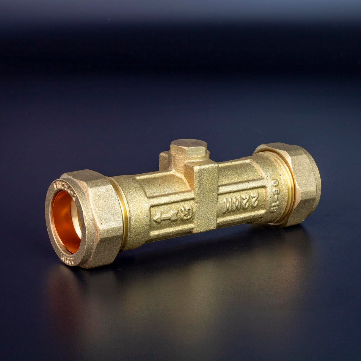 Kudos-Trading - 22mm DZR Double Check Valve WRAS Approved Compression Fitting Non Return Valve One Way Issolation Valves