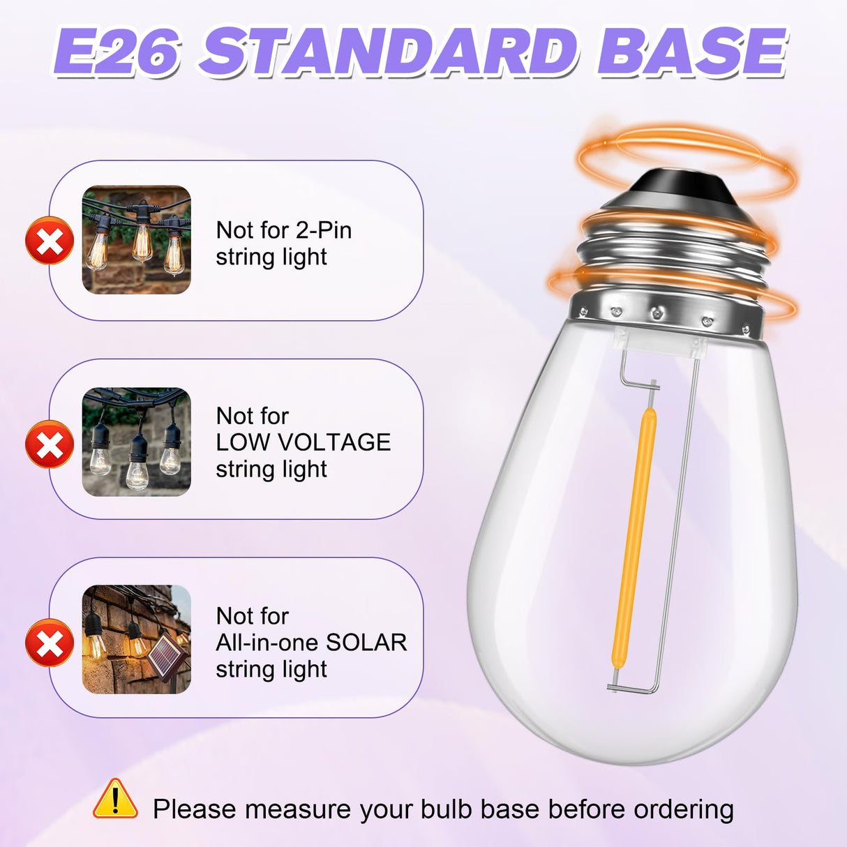 GvvooHome 24 Pack Shatterproof S14 LED Replacement Bulbs for Outdoor String Lights, 1W Equivalent to 11W Incandescent Bulb, Soft White 2200K, Dimmable, E26 Regular Medium Screw Base
