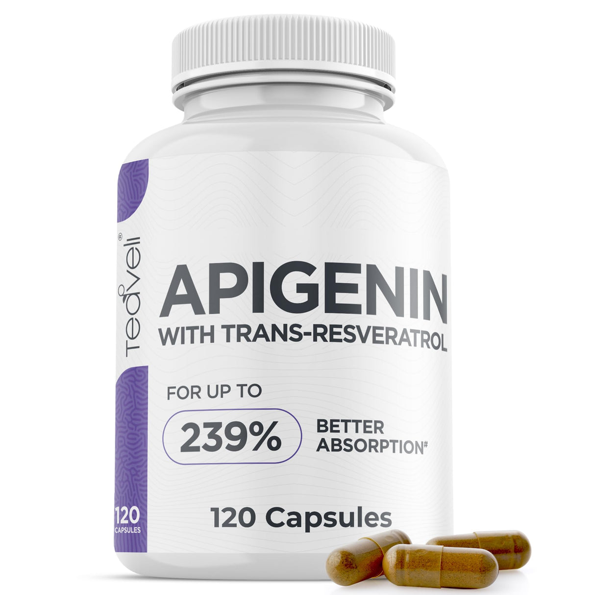 Advanced Apigenin Supplement with Resveratrol for Superior Bioavailability– 50mg Apigenin for Sleep Support Without Melatonin- Complements Magnesium Threonate, L Theanine- 120 Capsules, Vegan Friendly