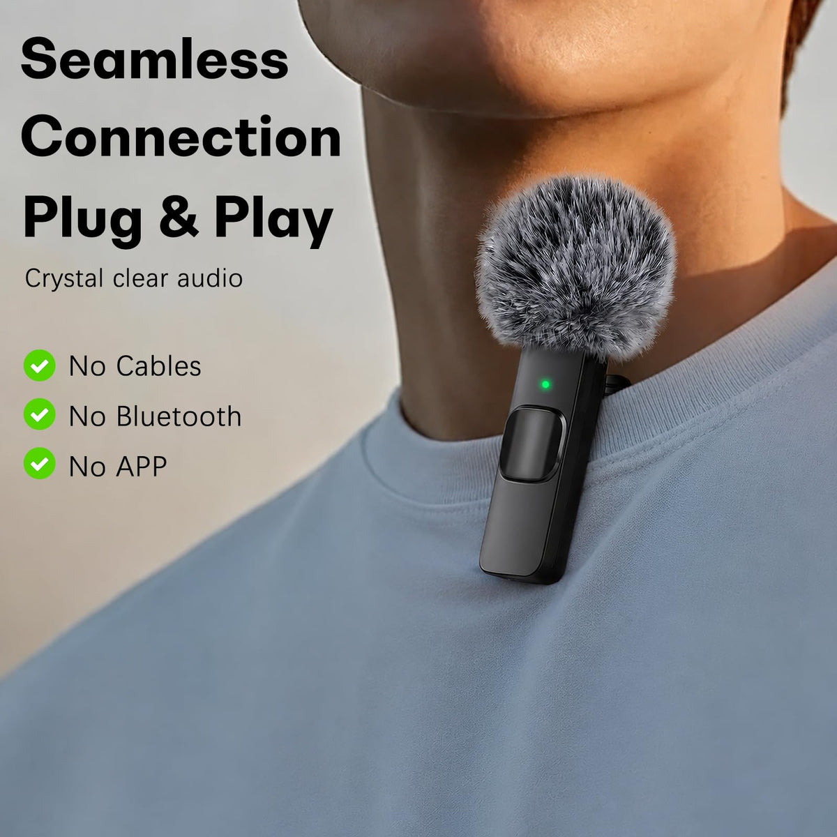 MAYBESTA Wireless Mini Microphone for iPhone, Android Phone - Lavalier Lapel Mic for Audio Video Recording - Clip on Content Creator Microphones for YouTube Tiktok Podcast Vlogging