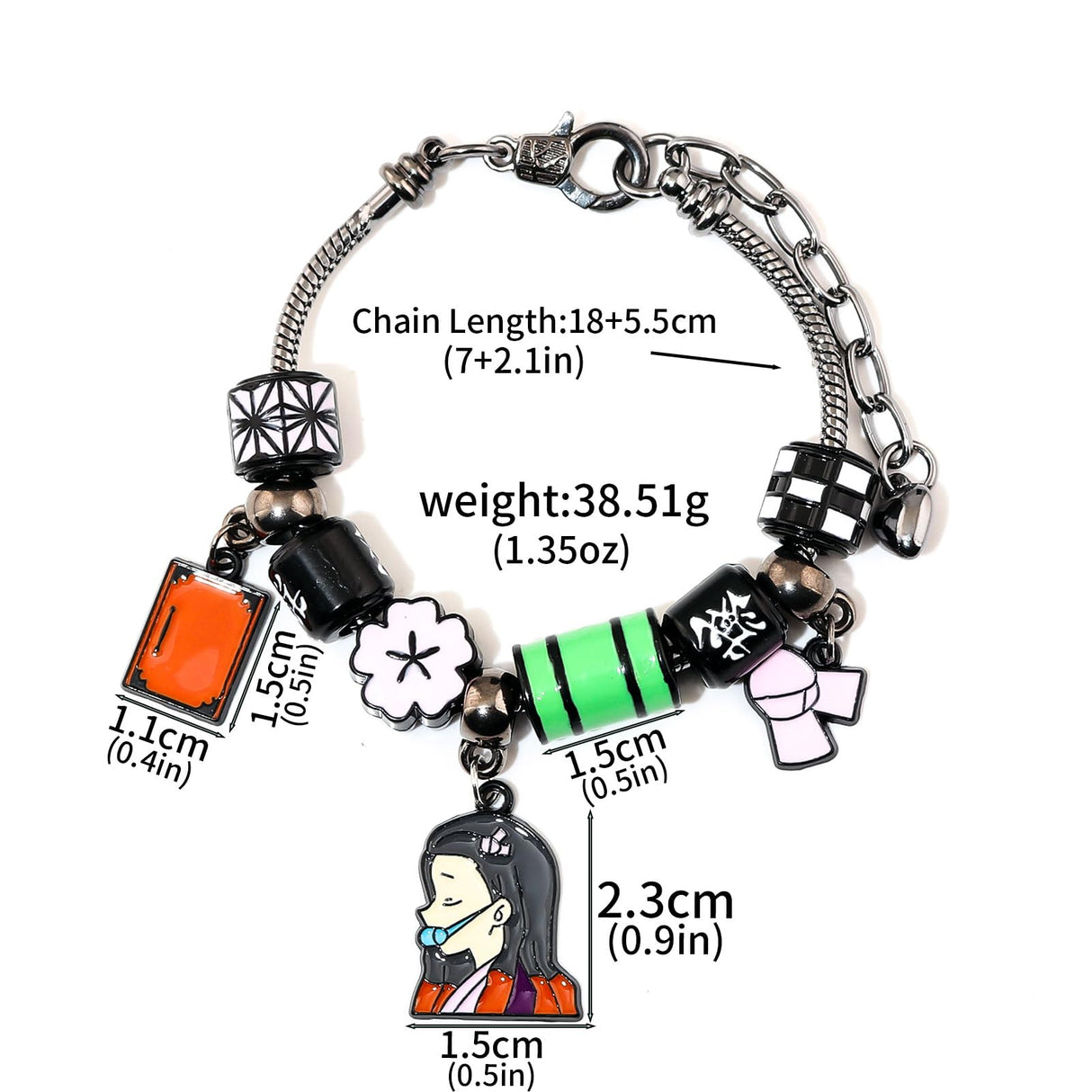 SONGCHANGJEWELRY Nezuko Bracelet – Colorful Charm Beads Inspired by Anime Slayer – Anime Gift for Fans and Collectors