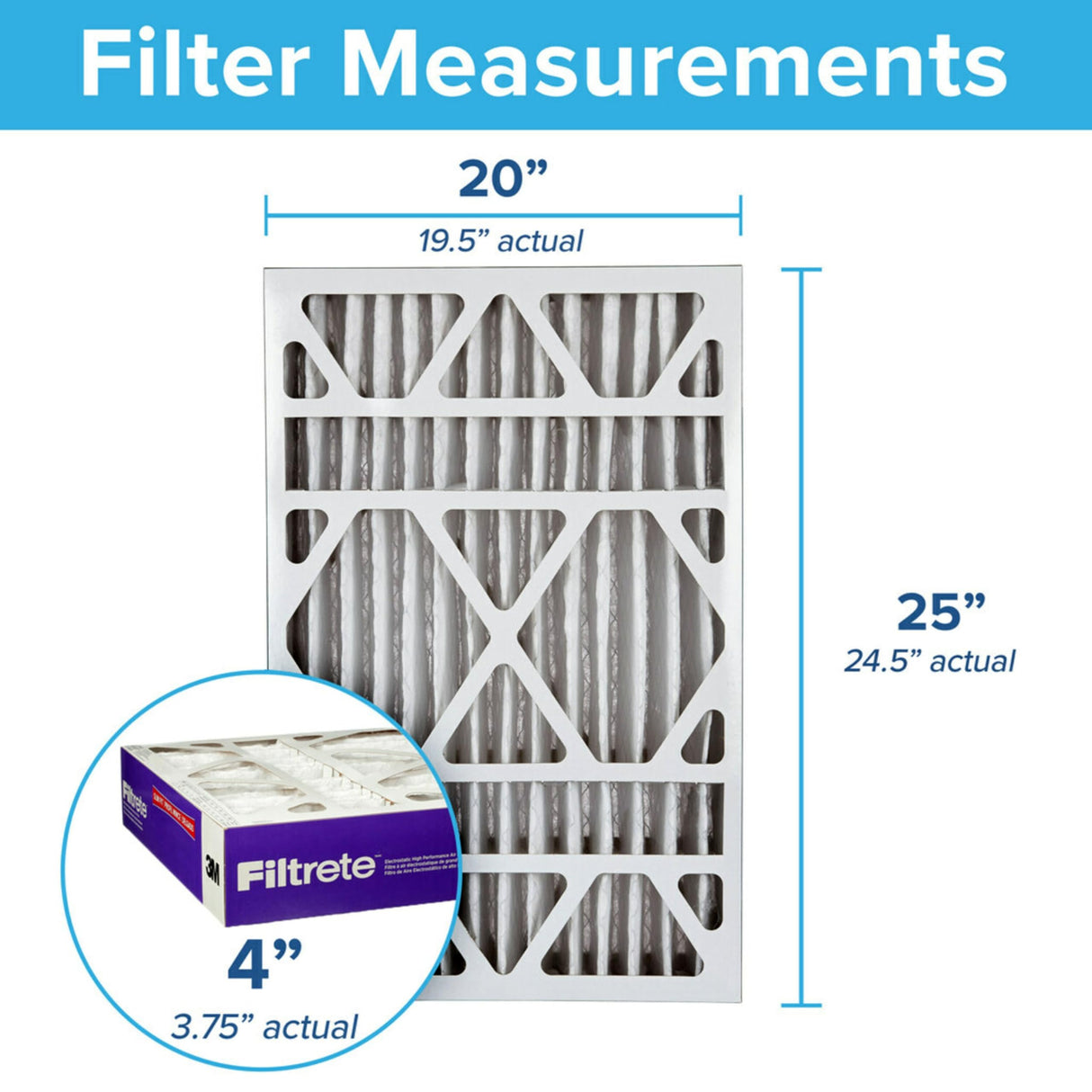Filtrete 20x25x4 AC Furnace Air Filter, MPR 1550, MERV 12, Fits Honeywell & AprilAire Space-Gard, CERTIFIED Asthma & Allergy Friendly, Electrostatic Filter, 4-Pack (Actual Size 19.88 x 24.63 x 4.31)