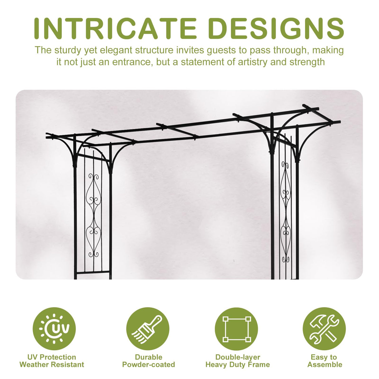 Outvita 7FT Black Metal Garden Arch Arbor Trellis