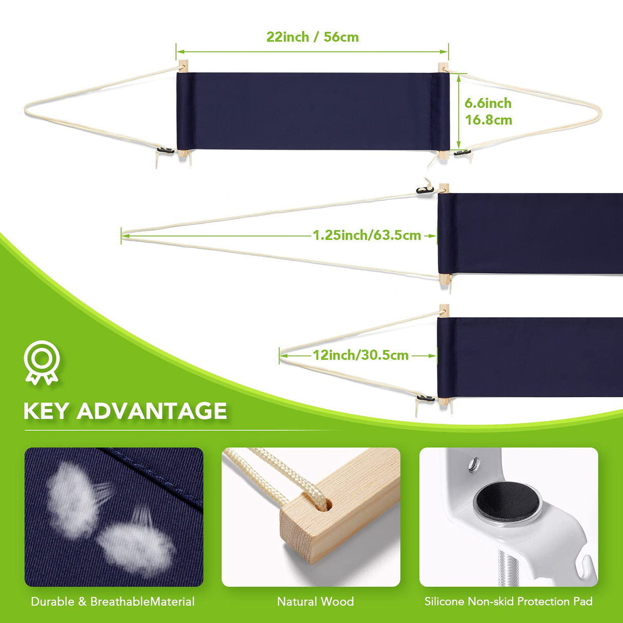 iMissiu Foot Hammock Under Desk Footrest | Adjustable Office Foot Rest Under Desk Hammock | Portable Desk Feet Hammock with Headphones Holder (Black)