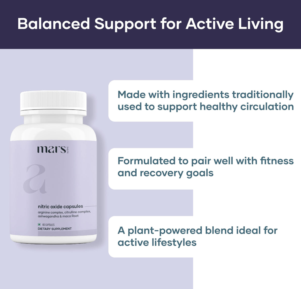 Mars Nitric Oxide Capsules – with L-Arginine, L-Citrulline & Adaptogenic Blend | Supports Energy, Circulation & Muscle Recovery (Pack of 2)