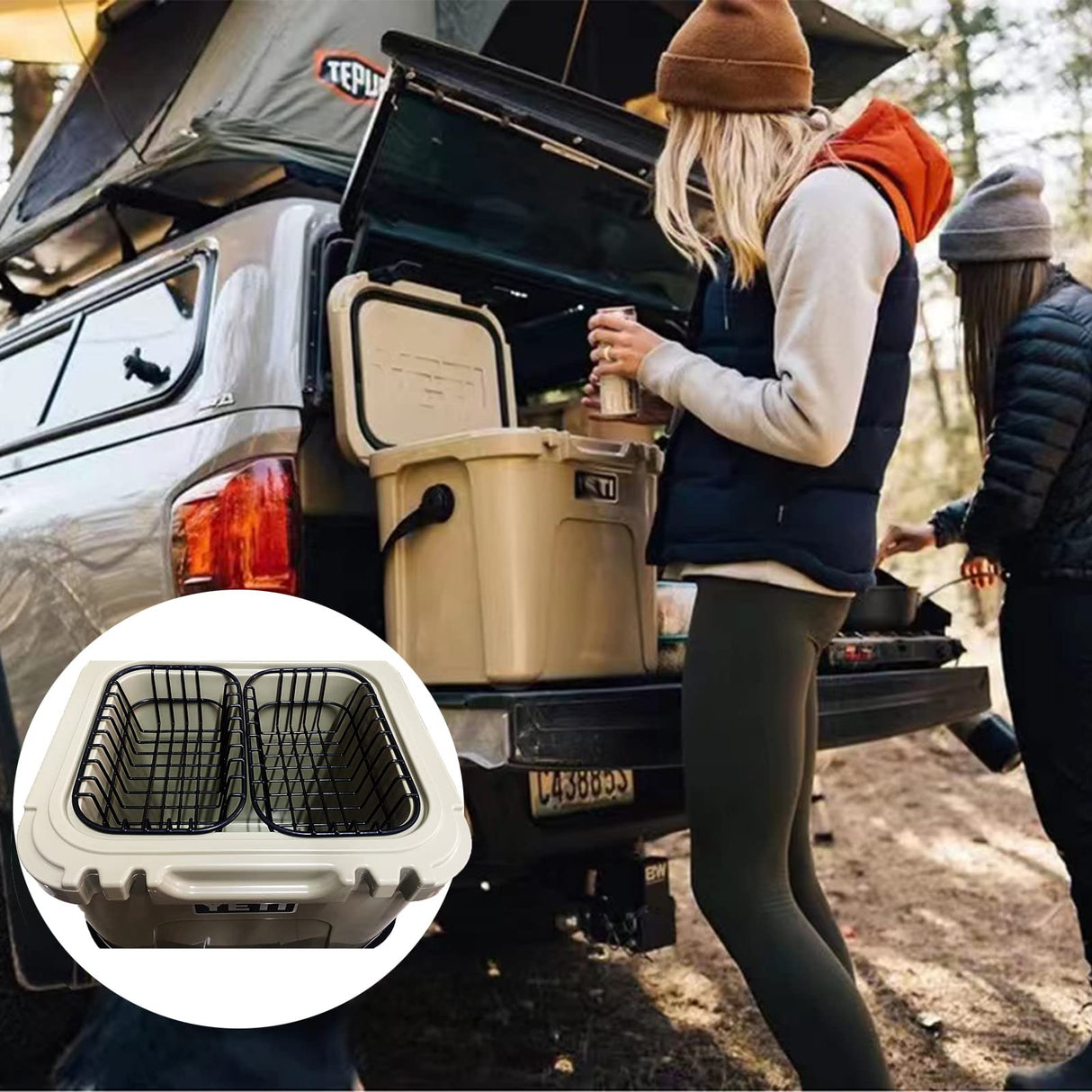 2-Pack Cooler Basket Compatible with Yeti Roadie 24 and 32, Dry Goods Wire Cooler Rack Storage Will Keep Smaller Items Dry and Stay Goods High for Roadie 24 Ice Chest Good to Hold Fruit, Utensils, etc