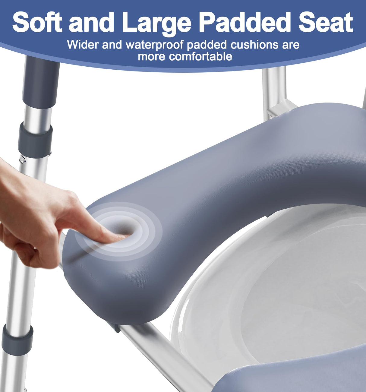 HOMLAND Toilet Seat Risers for Seniors, FSA HSA Eligible Raised Toilet Seat with Handles & Padded Seat, Adjustable Height & Width, 400lb Elevated Toilet Seat for Elderly, Handicap, Fit Any Toilet