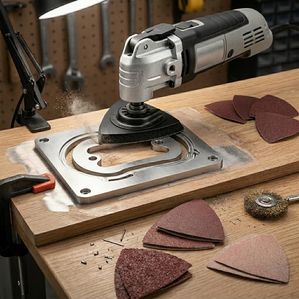 Towbluii Multitool Sanding Pads for Detail Wood Finishing, Multi-Grit Assorted Sandpaper with Triangle & Finger Attachments, Durable Hook and Loop Sanding Sheets for Furniture & Edge Work(105p
