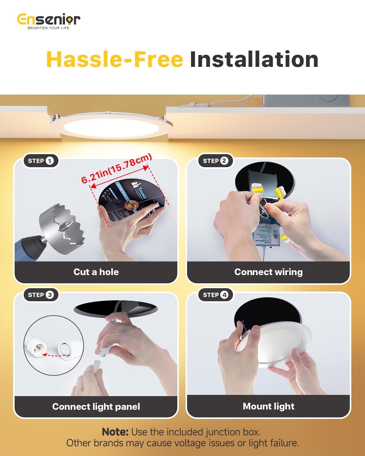 Ensenior 12 Pack 6 Inch LED Recessed Light, Dimmable, 5000K Daylight, 1200LM High Brightness, 12W 120V, Damp Rated, ERL-12X-ETL, Ultra-Thin Canless Wafer Light - ETL & FCC & IC