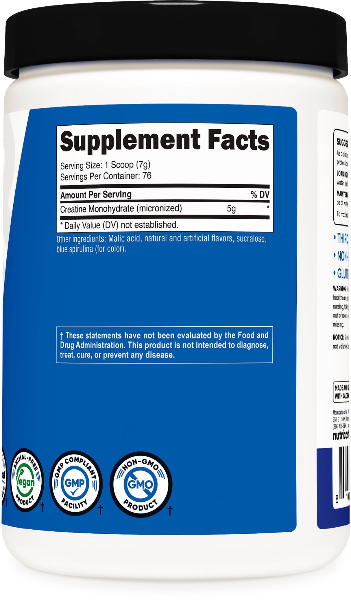 Nutricost Creatine Monohydrate Powder (Blue Raspberry), 500 Grams (1.1 LBS)