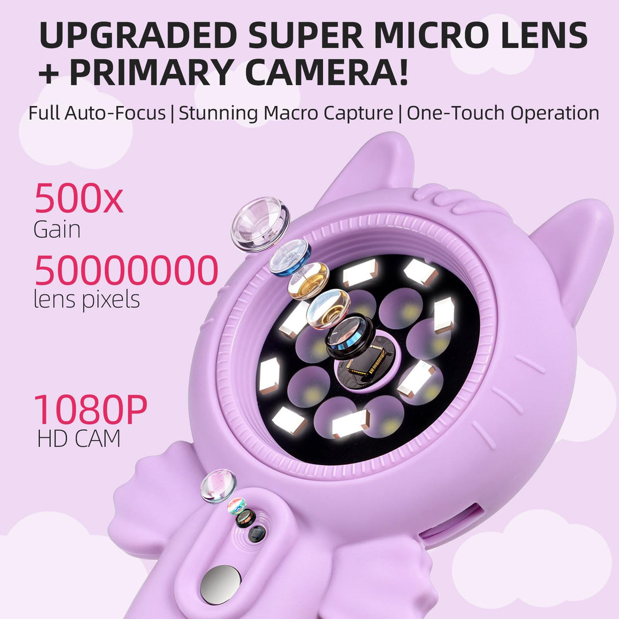 URMMIY Kids Microscope – 500X Digital Pocket Handheld Microscope with Dual Cameras & Autofocus, STEM Educational Toy & Perfect Christmas Birthday Gift for Boys & Girls Ages 3 4 5 6 7 8 9 10 (Green)