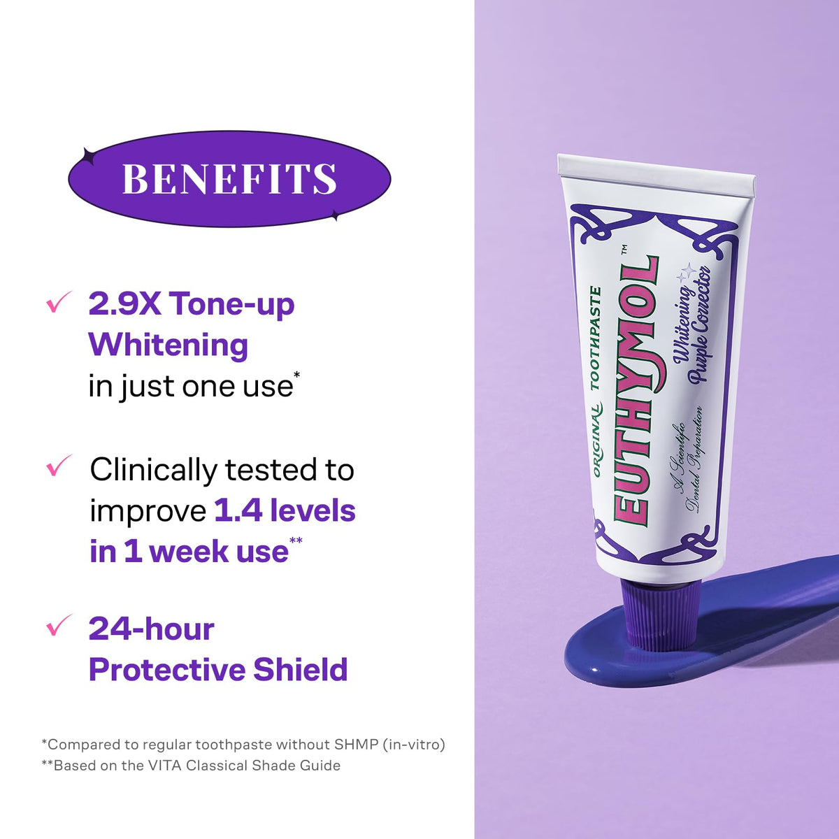 EUTHYMOL Purple Whitening Toothpaste, Instant Brightening | 3.7 fl oz