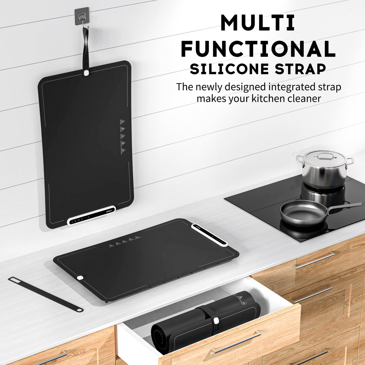 VTAR Electric Food Warming Mat with 8-Level Temp & 24H Timer | Rollable Buffet Tray Warmer for Party, Even Heating with Dual NTC, Auto Shut Off- Black