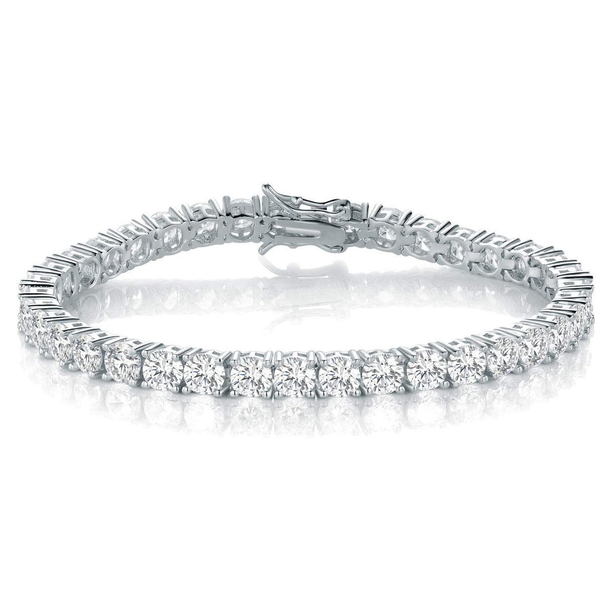 Gemsme 4.0MM Tennis Bracelets for Women - 18K White Gold Plated 4mm Round Cut Cubic Zirconia Classic Tennis Bracelet for Women/Men 7 inch