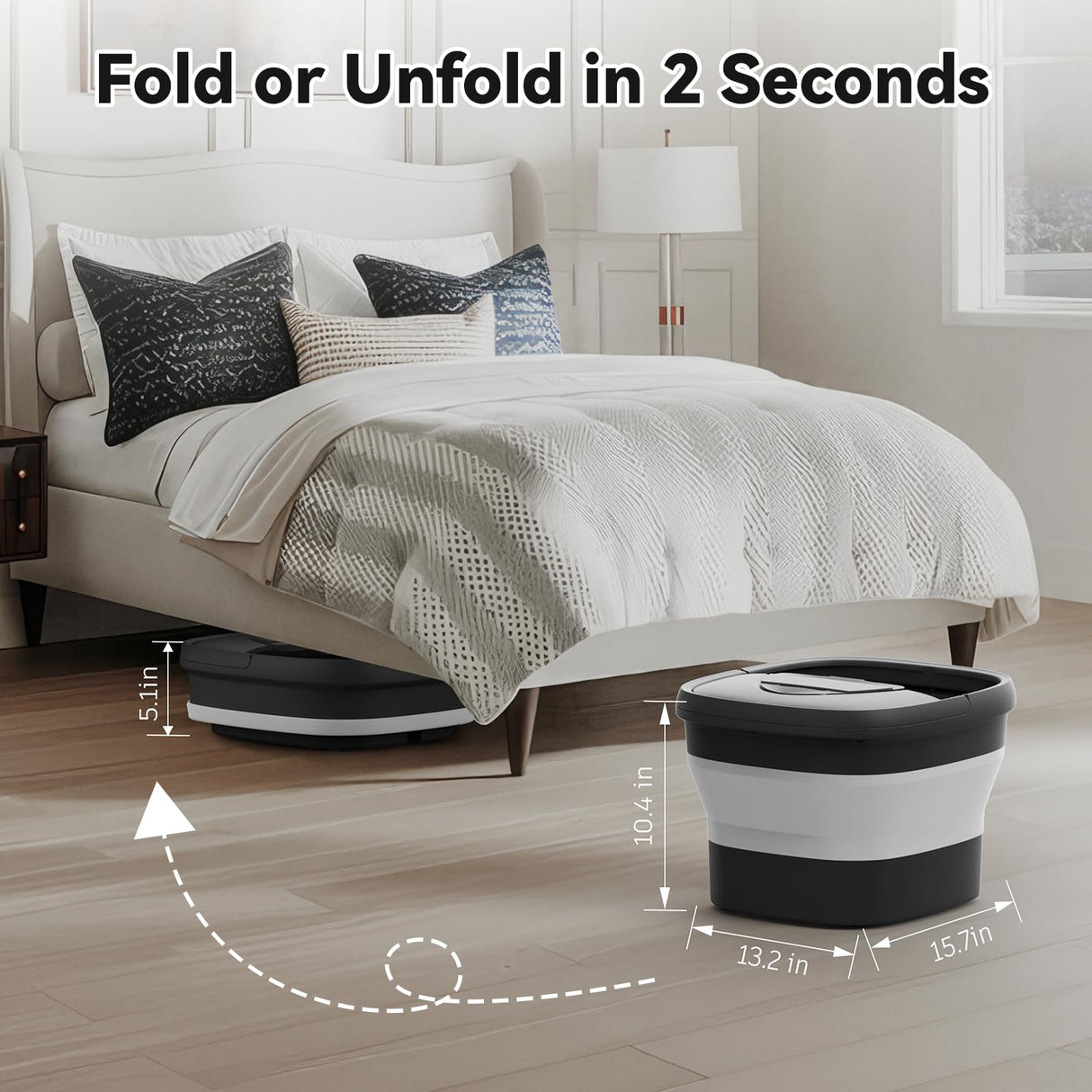 Foot Spa Collapsible, Foot Bath Massager with Heat, Remote, Timer, and 24 Motorized Shiatsu Massage Balls, Foot Soaking Tub Supports Hot/Cold Water Soaking- BA03H