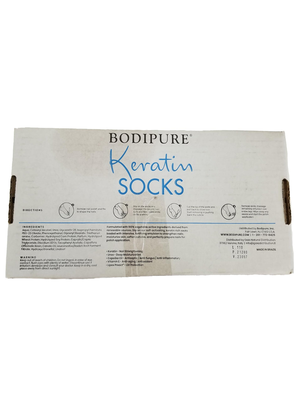 Bodipure All-In-1 Moisturizing Foot Mask | Keratin & Vitamin E Foot Mask for Dry Cracked Feet, Callus & Heel Softening | Easy-to-Use Pedicure Foot Repair | Chemical-free Feet Treatment | 50 Pairs