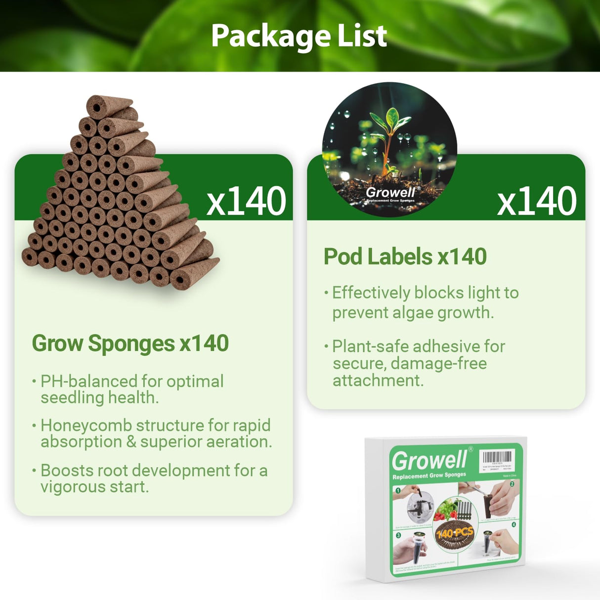 Growell 280Pcs Hydroponic Pods Kit, Seed Starter Refill for Indoor Garden