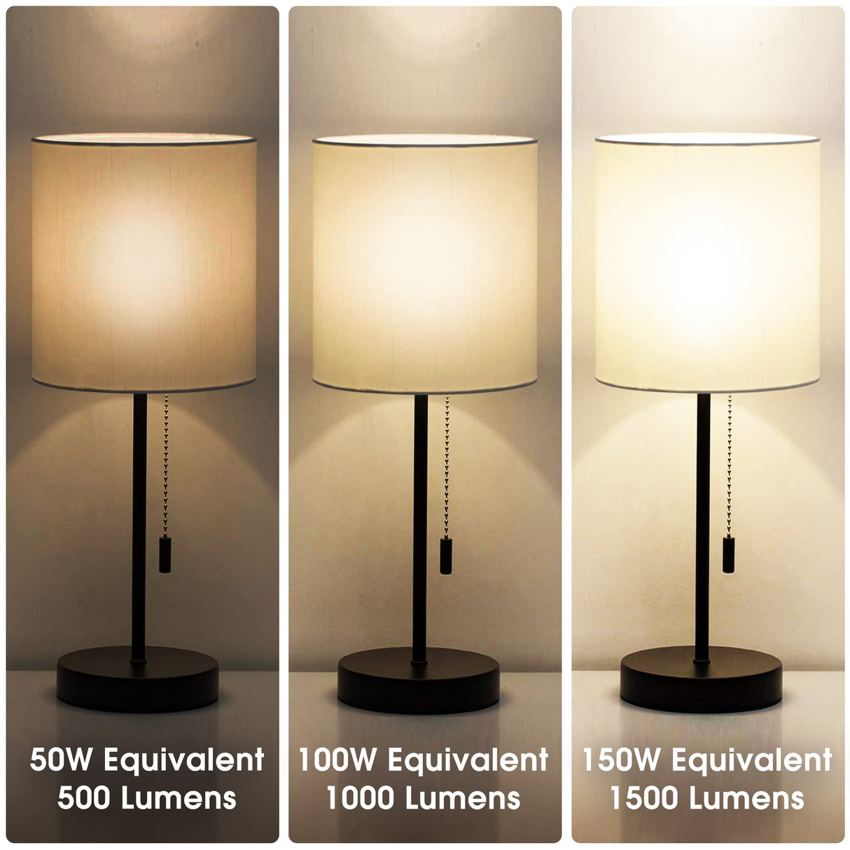 Briignite LED Light Bulbs, 3 Way Light Bulbs 50 100 150W Equivalent, 3 Way Light Bulb, Three Way A19 E26 Medium Base, Warm White 3000K, 600lm-1200lm-1600lm, 4 Pack