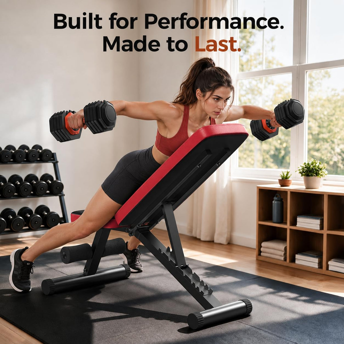 NICEPEOPLE Adjustable Weight Bench for Home Gym, 660LBS Capacity Workout Bench with 8 Backrests for Chest Shoulders Arms, Compact and Foldable Strength Bench for Small Space Apartment Room (XL)