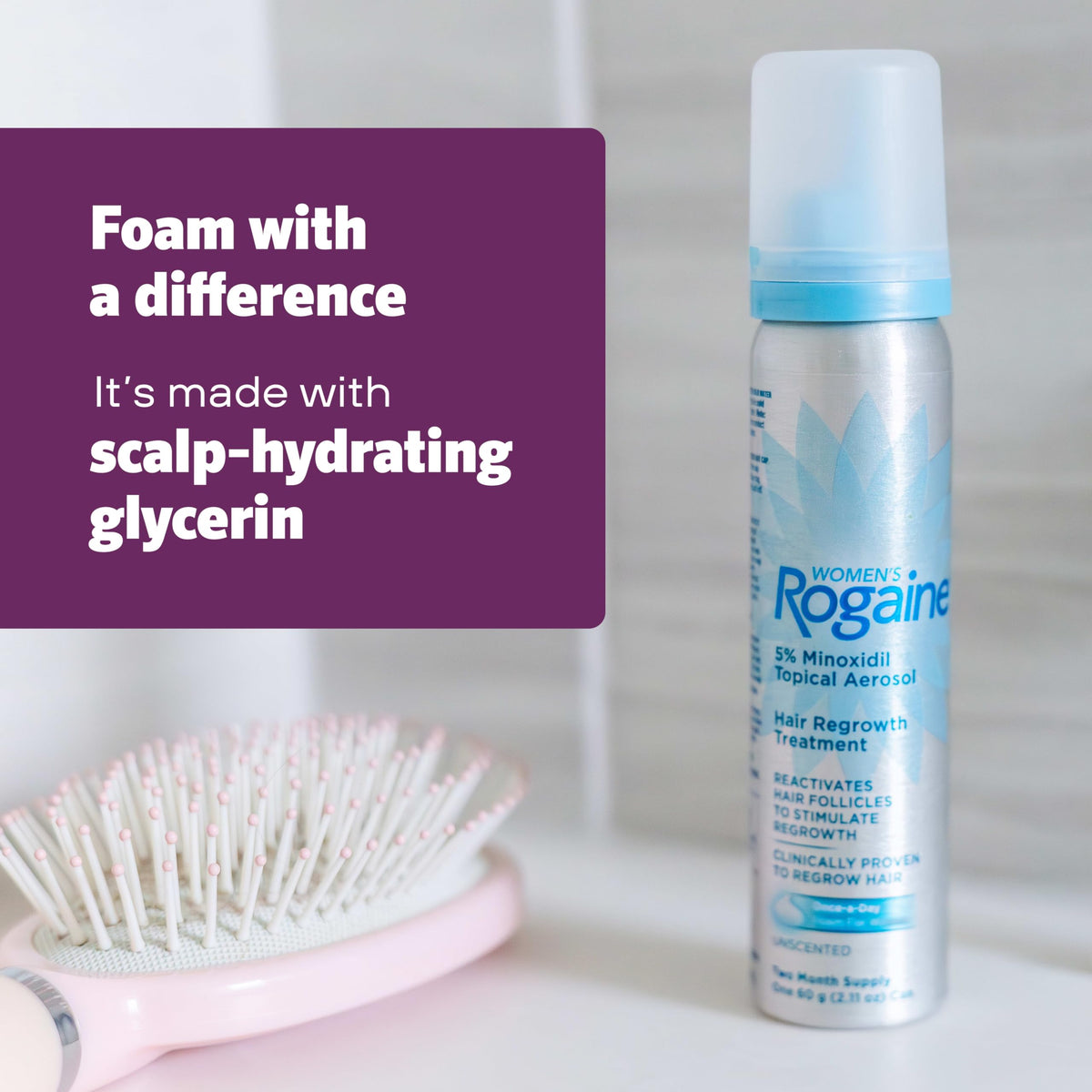 Women's Rogaine 5% Minoxidil Topical Foam, Unscented, 2 x 2.11 oz