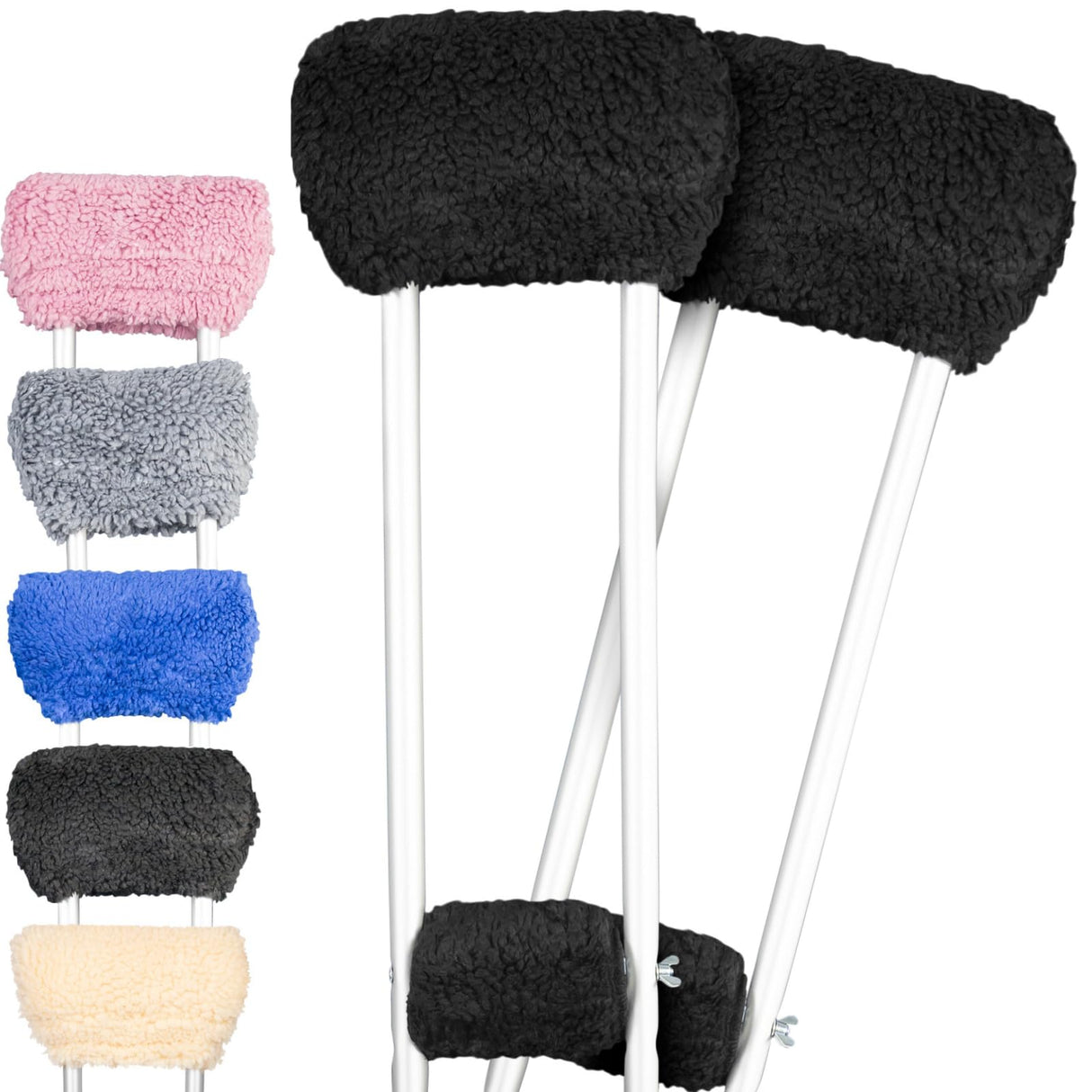 Vive Sheepskin Crutch Pads & Hand Grips - Comfortable, Breathable, Machine Washable Padding for Adults - Premium Accessory Covers for Crutches, Armpits - Latex-Free & Non-Toxic