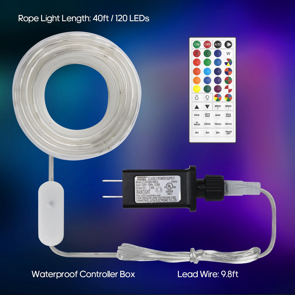 Rope Lights for Outside, 40FT 120LED Color Changing Not Connectable 5mm