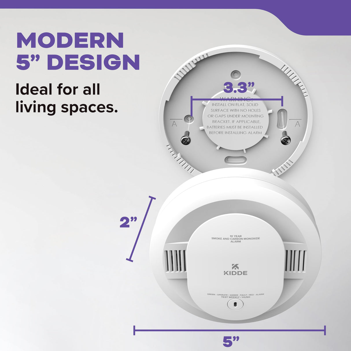 Kidde Smoke & Carbon Monoxide Detector, 10-Year Battery Powered, Voice Alerts, LED Warning Light Indicators