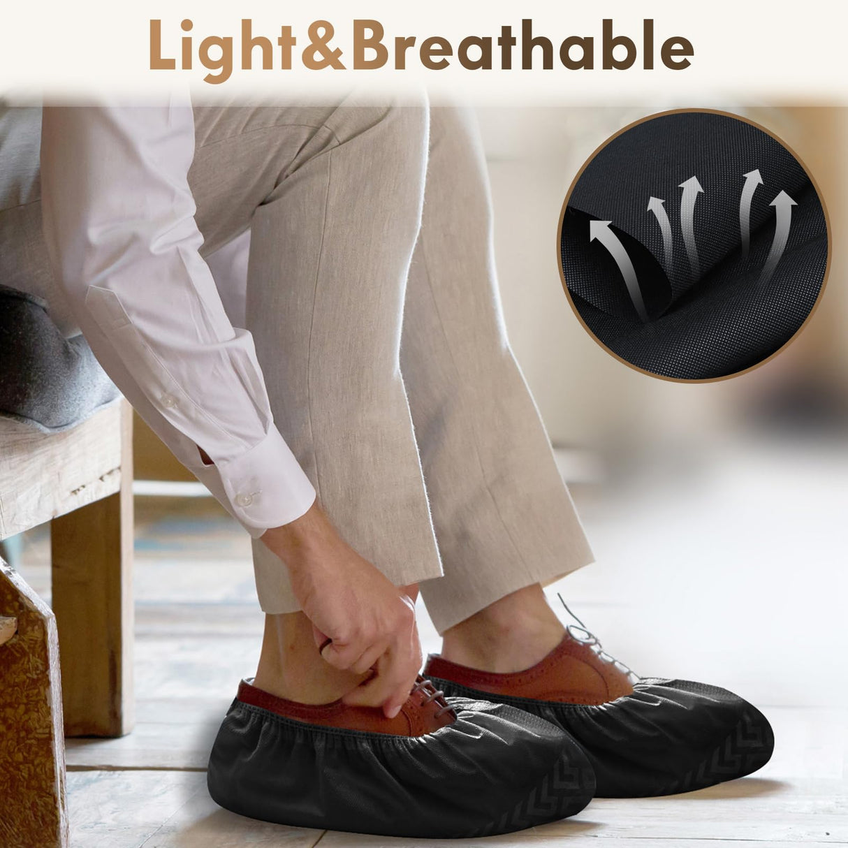 Shoe Covers Disposable Non-Slip - Black Boot Covers for Indoors,100Pcs Booties for Shoe Coves Fits Up To 11 US Men and 13 US Women Size,Non-Woven Fabric