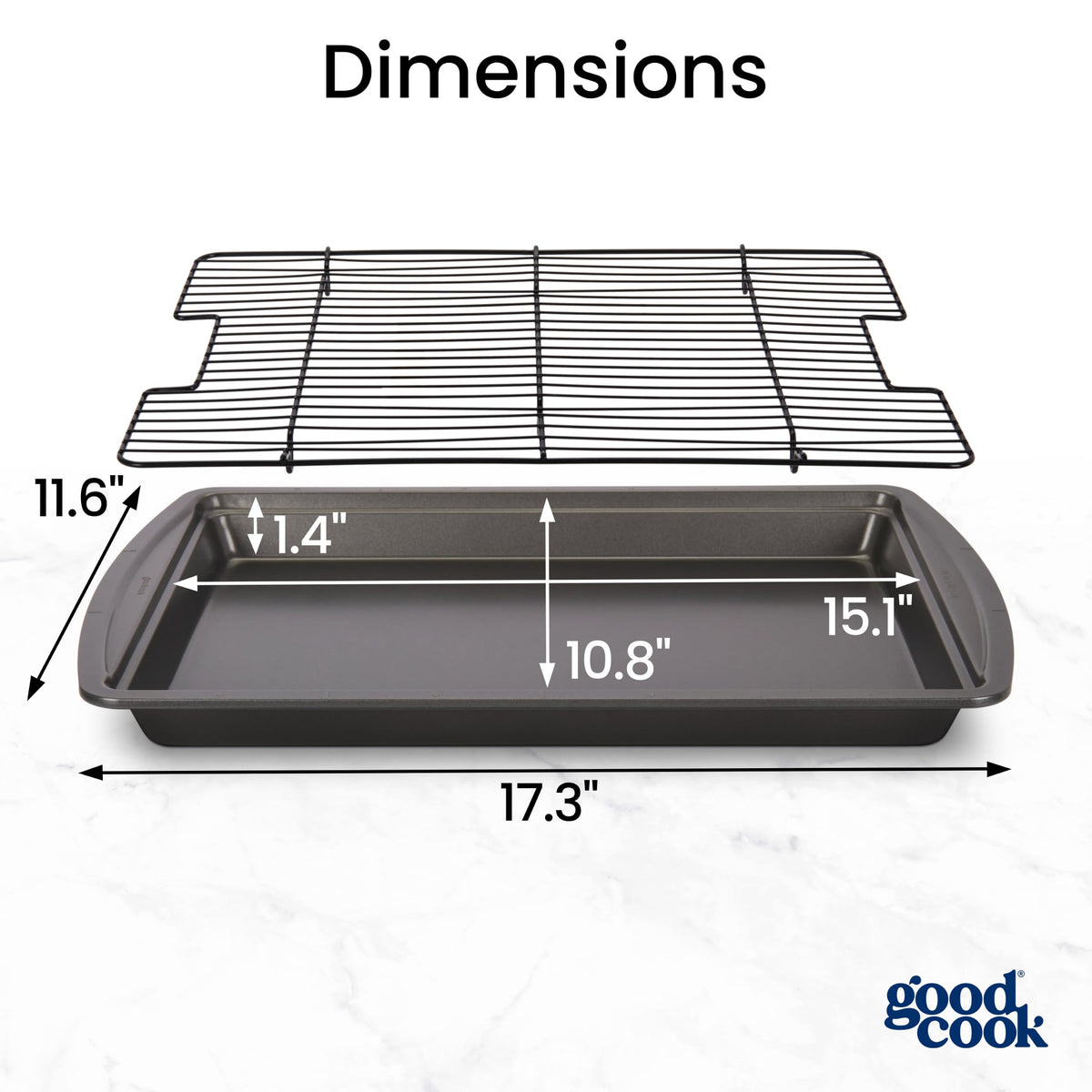 GoodCook Nonstick Carbon Steel Baking Pan & Raised Wire Rack, 15x10.5-Inch