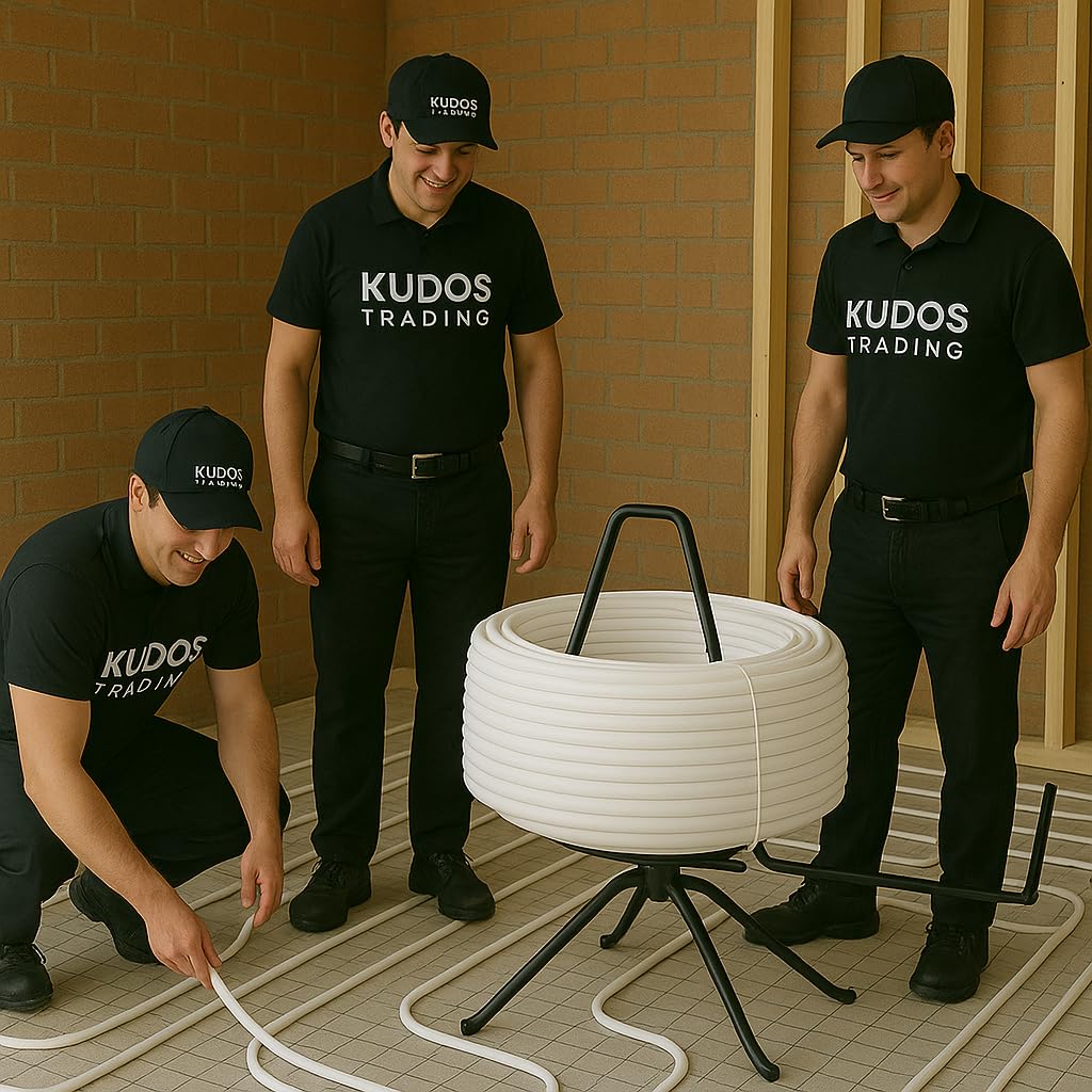 Kudos-Trading - Water Underfloor Heating Pipe Decoiler De-Coiler Fits 200m 300m 400m & 500m Coils of Pert-al-pert Pex-al-pex Pex & Pert Pipe for Easy Fitting of UFH Systems.