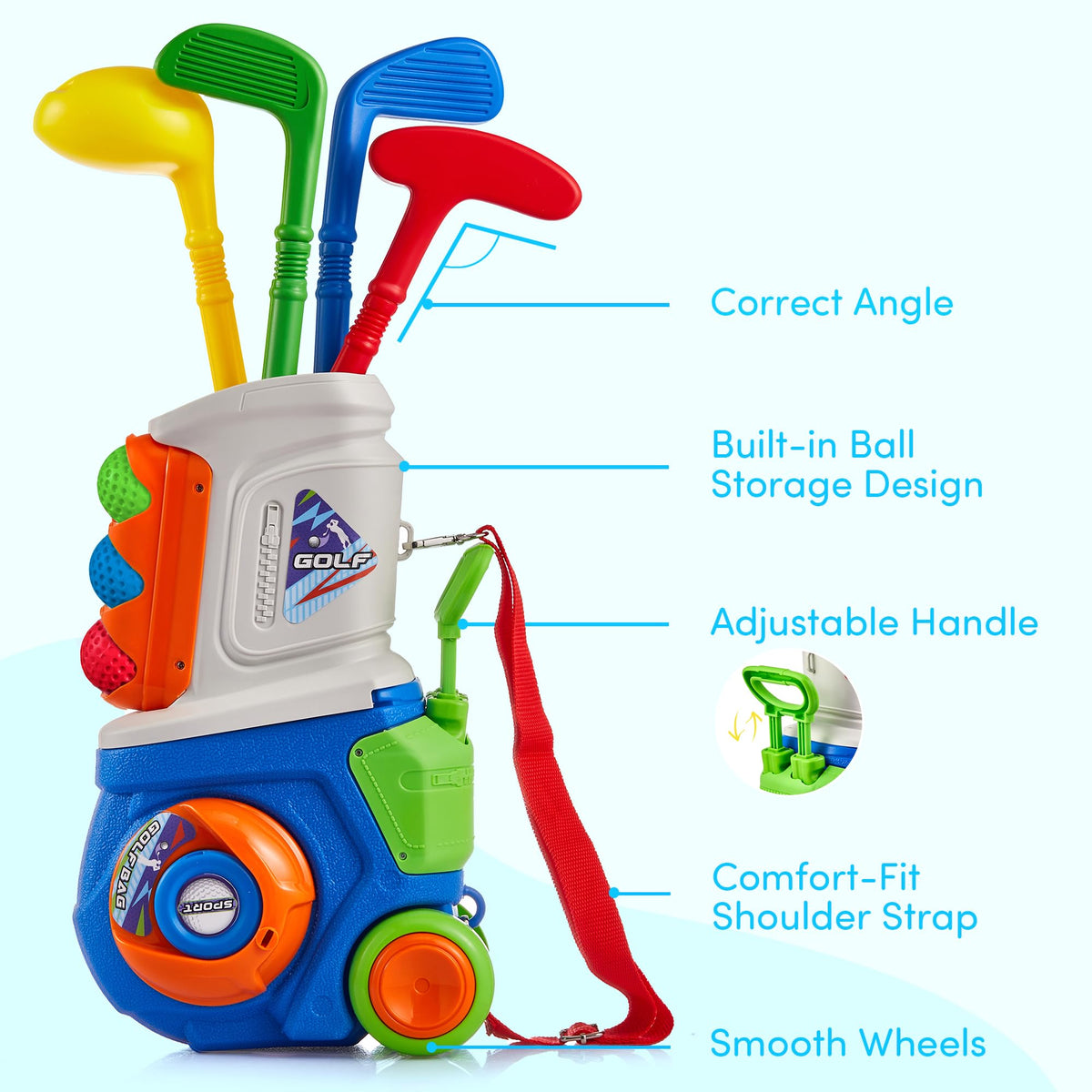 PJG 22 Pcs Toddler Golf Clubs Set, Kids Golf Toys, Birthday Gift Boys Girls
