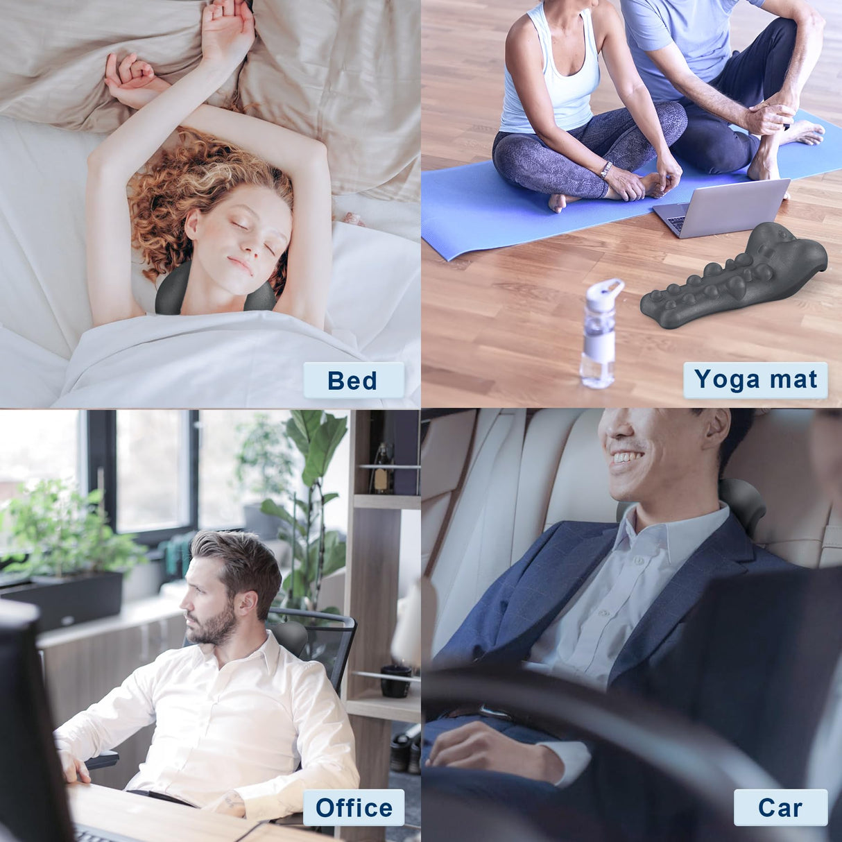 Neck and Shoulder Relaxer with Upper Back Massage Point, Cervical Traction Device Neck Stretcher for TMJ Pain Relief and Cervical Spine Alignment Chiropractic Pillow (Grey)