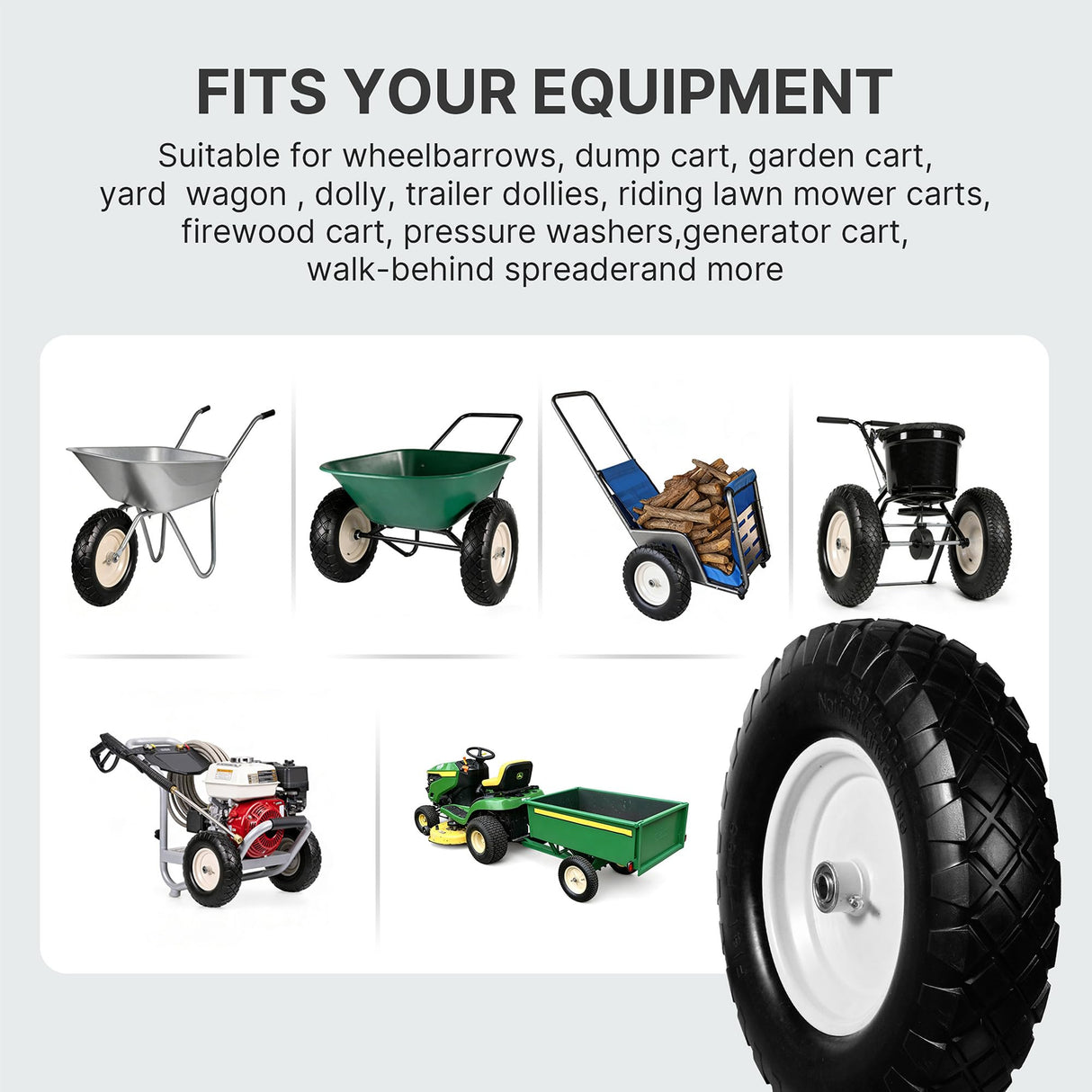 TPXQWL 16" 4.80/4.00-8 Flat Free Wheelbarrow Tire & Wheel, 2-Pack