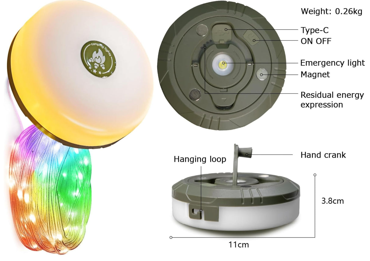 2-Pack Camping String Lights | Rechargeable 4 in 1 Quick Storage 32.8FT Tent Lights with 8 Modes | Hanging Waterproof LED Lamp for Outdoor Patio Garden Party | Christmas Holiday Decor - Camping Gear