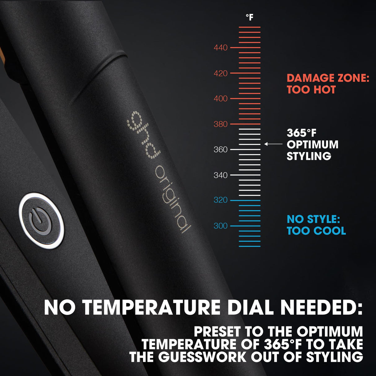 ghd Original Styler ― 1" Flat Iron Hair Straightener, Optimum Styling Temperature for Professional Salon Quality Results, No Extreme-Heat Styling Damage, Ceramic Heat Technology ― Black