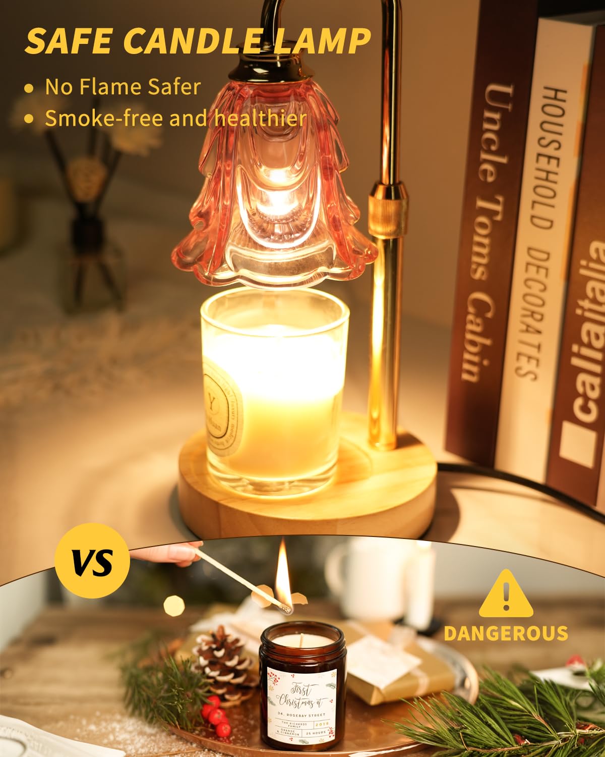 SupBri Candle Warmer Lamp with Timer, Adjustable Height and Dimmable, Birthday Christmas Gifts for Women, Mothers Day Gifts for Mom, Unique House Warming Gifts New Home Decor(Pink)