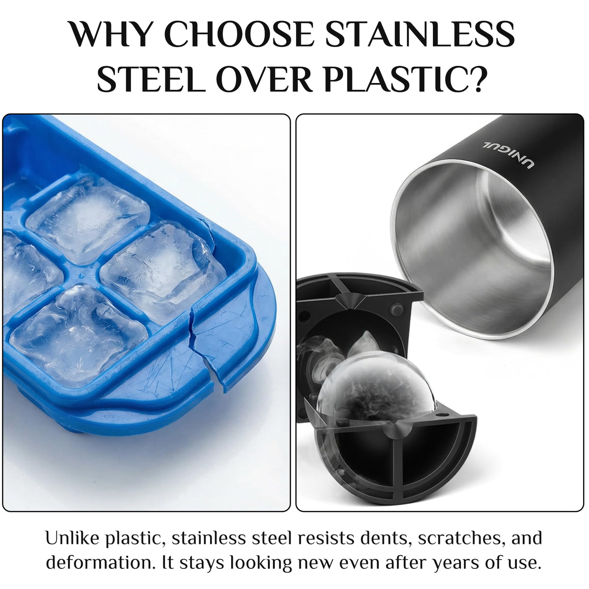 Clear Ice Cube Maker, 2.5" Stainless Large Round Ice Ball Mold for Whiskey