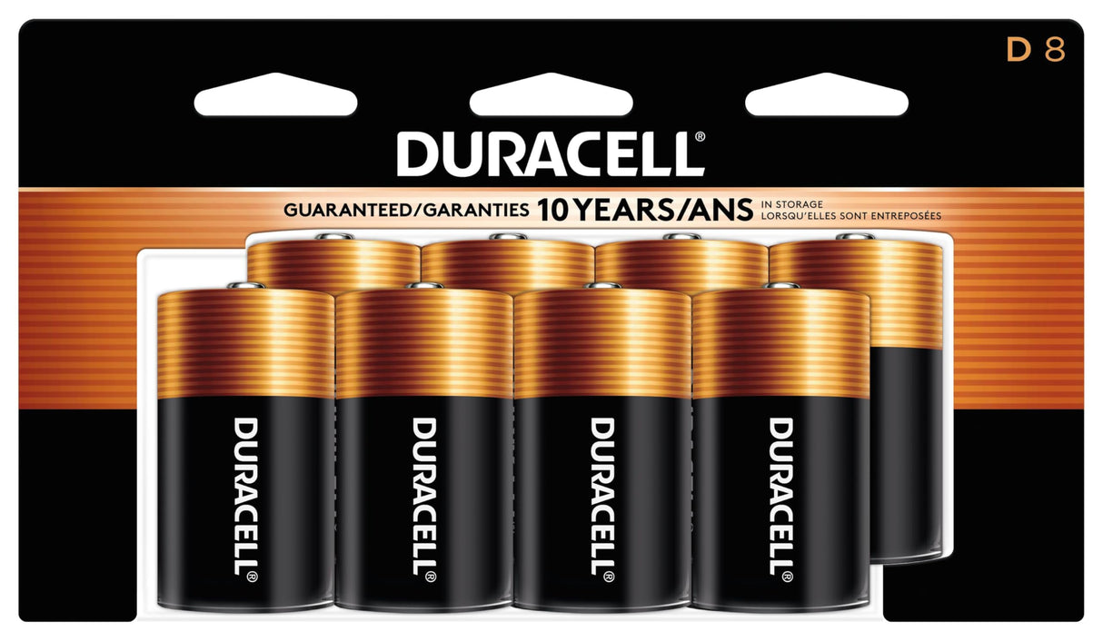 Duracell Coppertop D Batteries, 8 Count Pack, D Battery with Long-lasting Power, All-Purpose Alkaline D Battery for Household and Office Devices