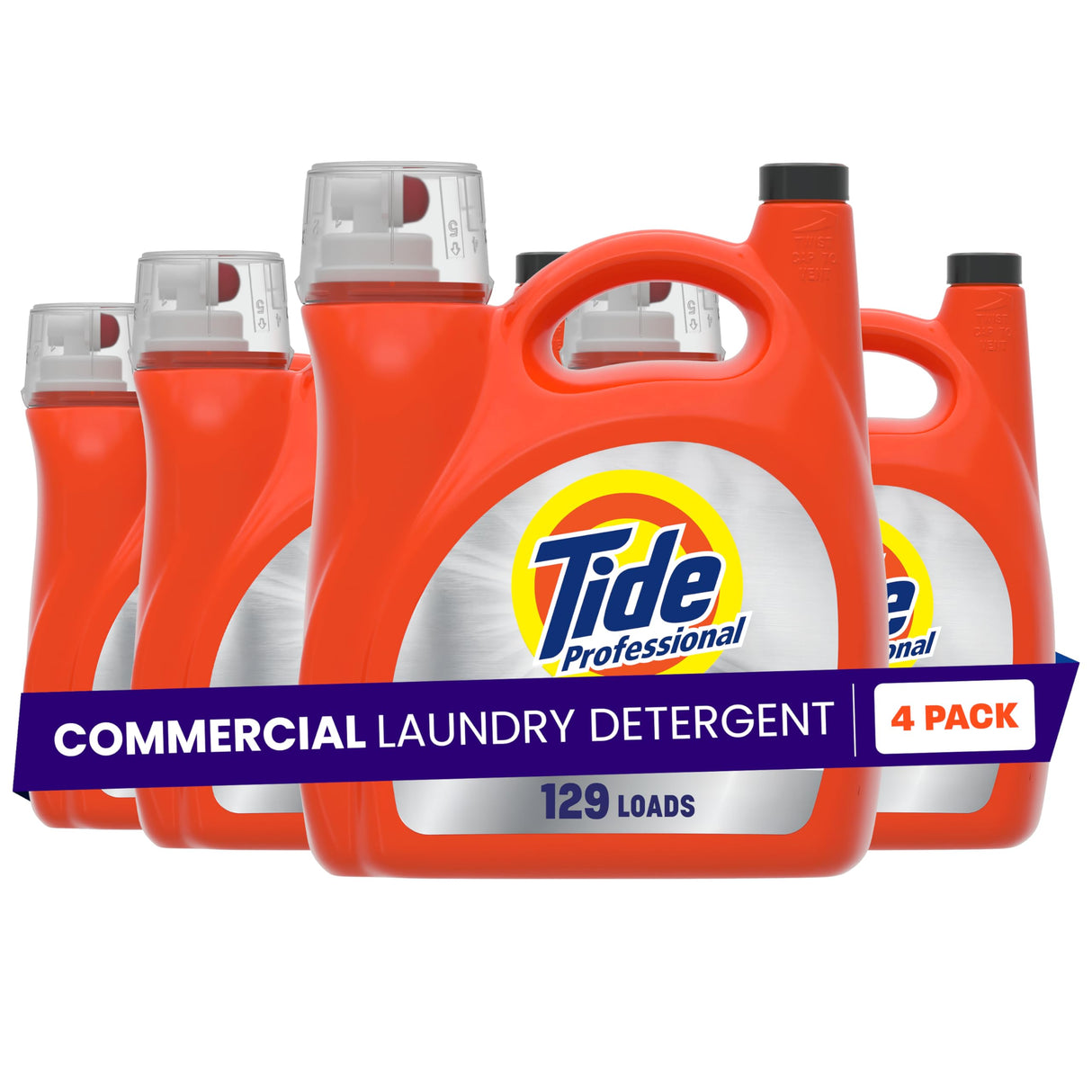 Tide PRO Laundry Detergent Liquid Bulk, Removes Hotel, Restaurant, and Healthcare Stains in One Wash, Commercial Use, 129 loads, 170 fl oz (Case of 4)