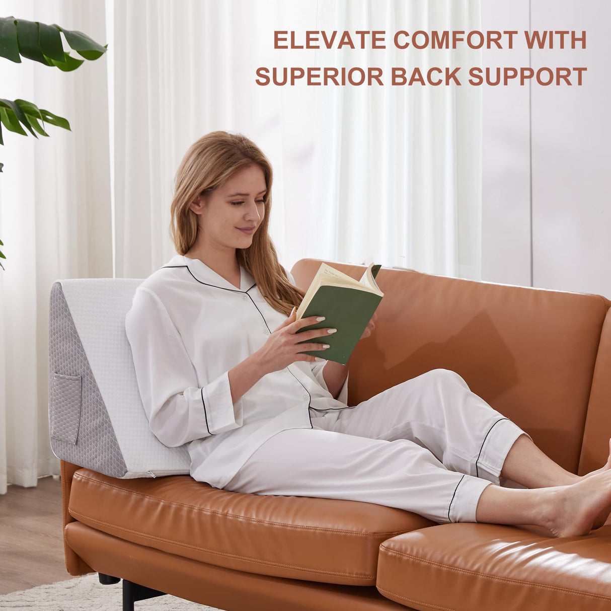 Bedluxe Knee Pillow for Back Sleeping, Leg Pillow Knee Wedge Pillow, Memory Foam Wedge Pillows for Legs Post Surgery, Triangle Pillow for Knee Support, Leg Elevation, Knees Hip Back Pain Relief, White