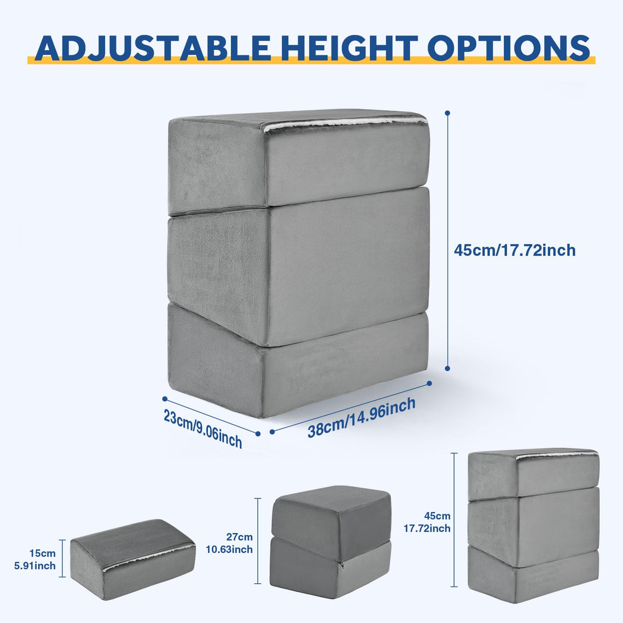 Foot Rest for Under Desk at Work, Adjustable Footrest for Office Chair & Gaming Chair,Ergonomic Footrest Pillow Desk Foot Stool with Washable Cover for Home, Airplane, Travel (Gray)