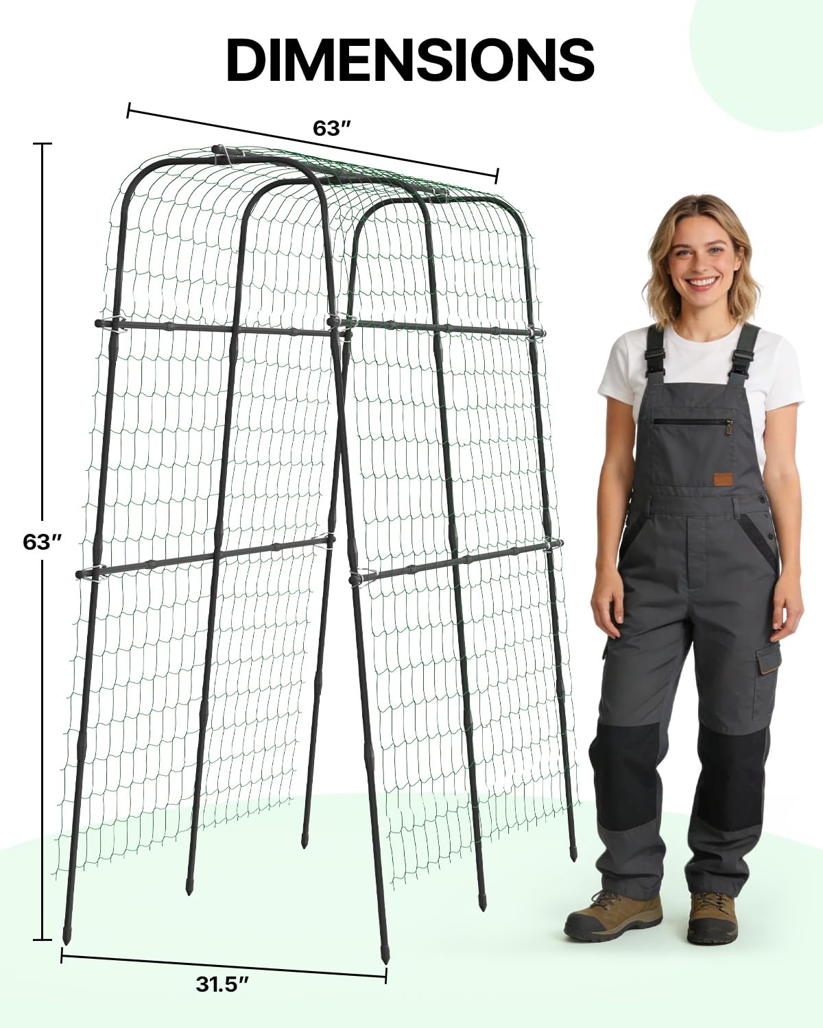Suteck Cucumber Trellis for Raised Bed 63" x 63" U-Shaped Metal