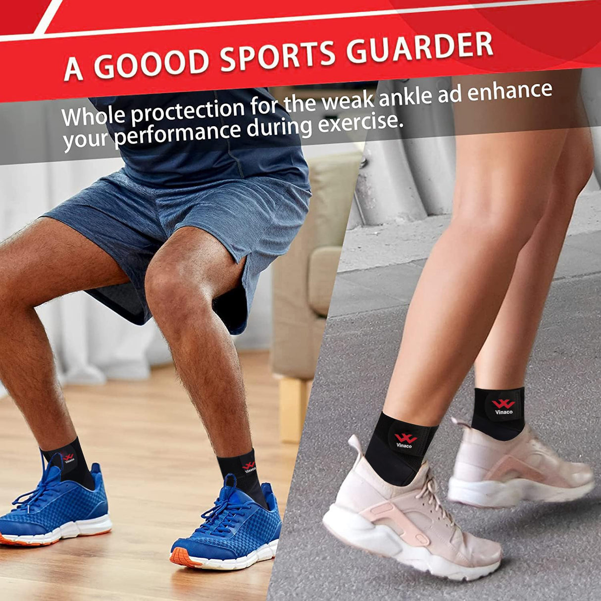 Vinaco 2 Pack Breathable & Strong Ankle Brace for Sprained Ankle, Stabilize Ligaments, Prevent Re-Injury for men & women with Adjustable Wrap, ankle support for men