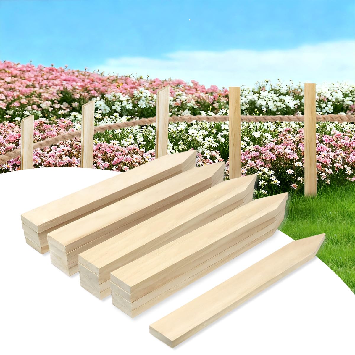 Layrslot 30 Pcs 12 Inch Wooden Garden Stakes, Wooden Stakes for Signs, Grade and Survey Stakes for Plant Support, Silt Fence, Farm Survey Boundaries, Baselines