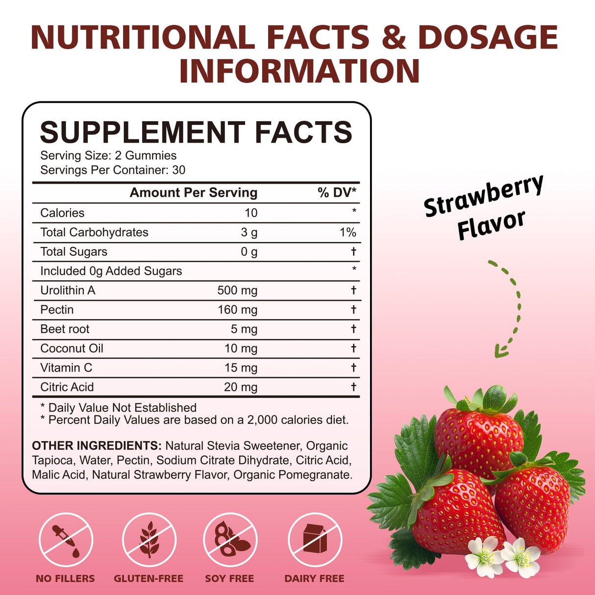 HEALOADING Urolithin A Supplement Gummies 500MG:Urolithin A+ Supplement for Healthy Aging Antioxidants and Mitochondrial Support,Non-GMO Vegan Friendly(60 Count)