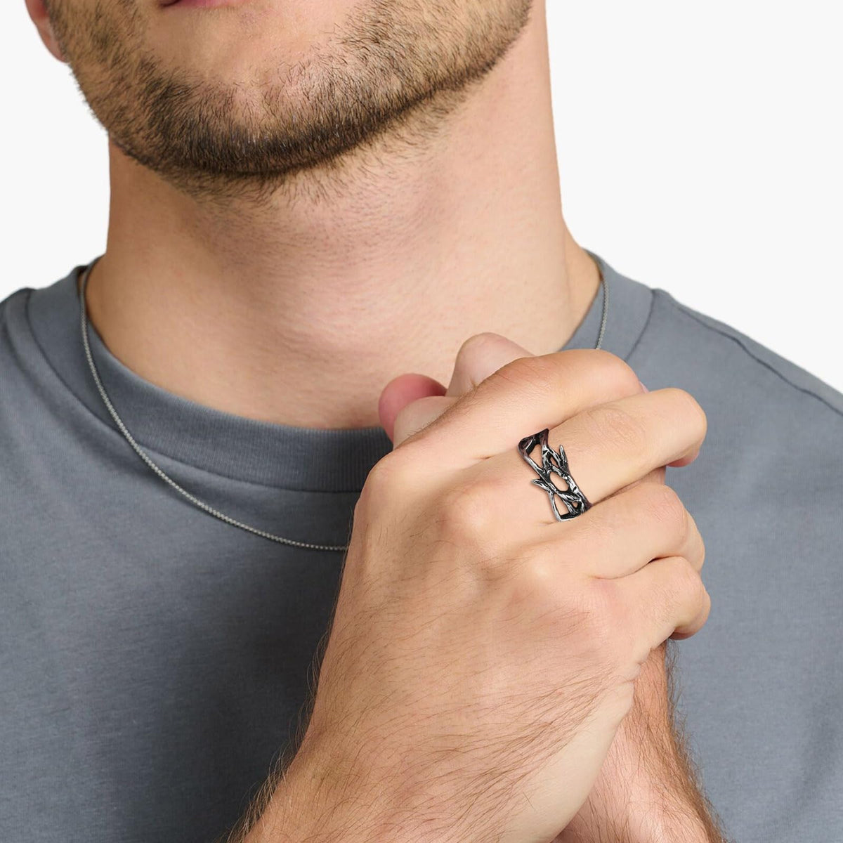 HZMAN Jesus Crown of Thorns Ring for Men Stainless Steel Pinky Ring