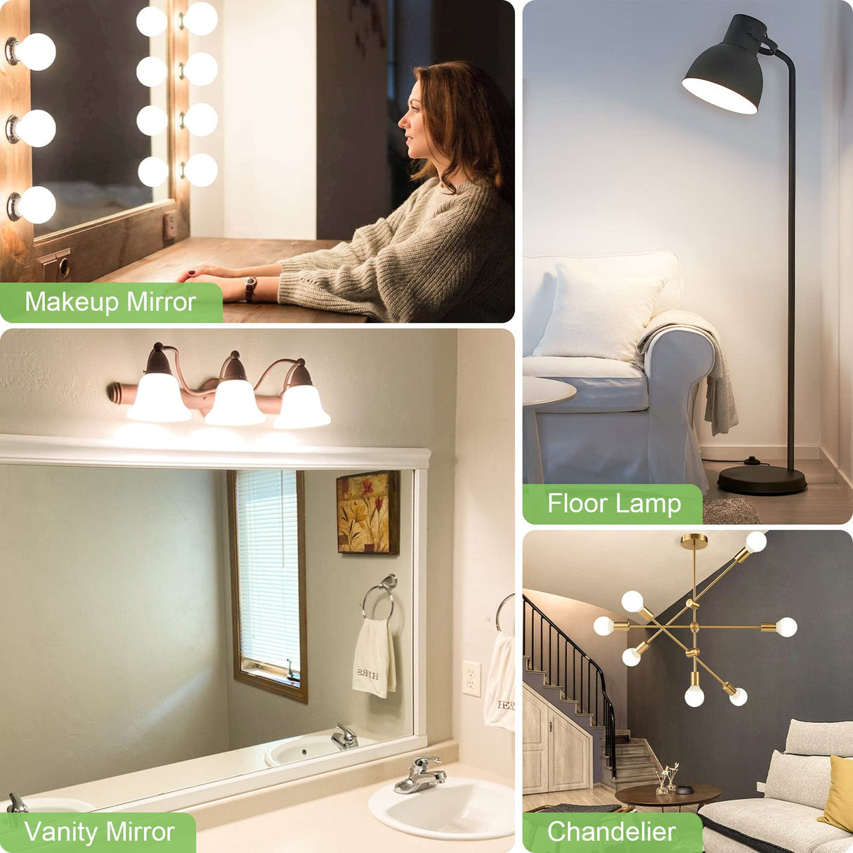 Dekang 8-Pack LED Vanity Light Bulbs for Bathroom 4000K Natural Daylight, E26 Base Globe 60W Incandescent Equivalent, 5W Round Light Bulbs for Vanity Mirror, 500LM, Non-dimmable